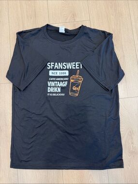 Black Short Sleeve Graphic Tee - Vintage Coffee Print